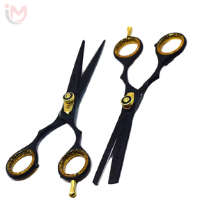 Ciseaux de barbier professionnels en acier inoxydable or rose, manche texturé profond, pour coiffure et effilage - Product Image 5