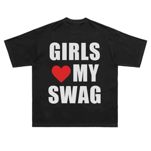 T-shirt en jersey pour homme, style streetwear Y2K, imprimé cœur et lettres, coupe classique, respirant, séchage rapide, 100% coton, 300g - Product Image 3