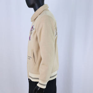 Veste universitaire noire pour homme, streetwear, col rond, imperméable, respirante, logo brodé, design écologique, 100% laine, hiver - Product Image 5