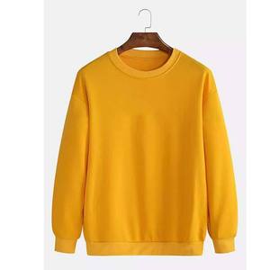 Mens Bright Yellow <b>Plain</b> Crew Neck Long Sleeve Fleece Sweatshirt Custom Logo OEM ODM Wholesale Apparel - Product Image 1