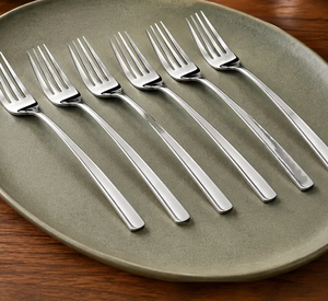 Ensemble de fourchettes en acier inoxydable, finition miroir argentée, design moderne, pour desserts et fruits, à prix réduit - Product Image 4