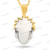 Collier pendentif visage de personnage d'anime avec finition argentée et moissanite, bijou de luxe hip-hop glacé, idéal pour les fiançailles, unisexe