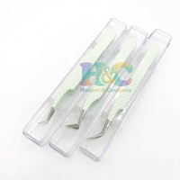 Pinzas de Extensión de Pestañas de Acero Inoxidable con Tubos Cuadrados de Plástico, Herramienta de Belleza, Empaque Personalizado en Caja, Logotipo Sólido Transparente
