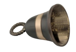 Campana Decorativa Colgante de Metal con Acabado en Bronce Dorado Antiguo, Diseño Tradicional para Decoración Festiva del Hogar o Templo - Product Image 2