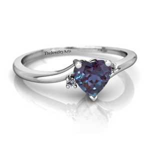Lab <b>Alexandrite</b> Heart Cut Color Change <b>Engagement</b> <b>Ring</b> 925 Silver Vintage Style Gift Her Promise <b>Ring</b> - Product Image 2