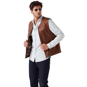 Fashion Men Customized Color Custom Stand Collar Sleeveless Slim Fitness Leather <b>Vest</b> with Front Logo Waterproof - Product Image 4