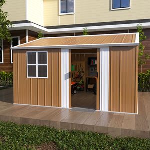 Capanno da Giardino in Metallo Resistente 12x10 FT, Impermeabile, con Finestre, Porta Chiudibile a Chiave e Ventilazione - per Stoccaggio in Giardino - Product Image 1
