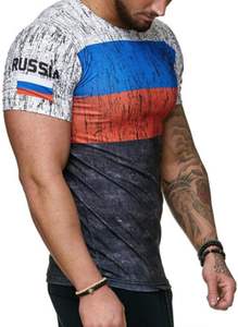 Formal Style Men TShirt Topaz Cotton 3D Big Letter Custom 200 Grams Factory Made - Product Image 2