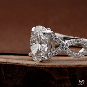 2CT Oval Cut Lab Diamond <b>Ring</b> IGI Certified Twisted <b>Split</b> Pave Engagement <b>Ring</b> 10K White Gold - Product Image 2