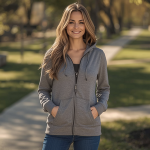 เสื้อฮู้ดผู้หญิงแบบสวมหัว ซิป 3/4 ผ้าฝ้ายฟลีซน้ำหนักเบา พร้อมบริการปรับแต่งแบบ OEM ODM - Product Image 6