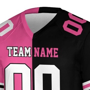 Custom Pink Black American Football Jersey V-Neck Short Sleeve Sublimated Print Front Mesh Team <b>Name</b> Number Moisture Wicking - Product Image 6