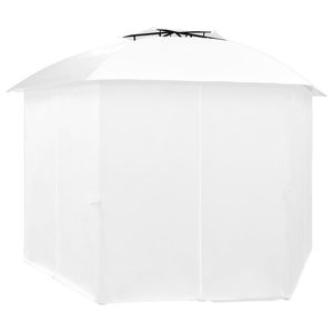 Gazebo da Giardino Bianco 0,6 Oz/ft2 con Tende 141,7"x122,8"x104,3" - Pergola a Baldacchino - Product Image 3
