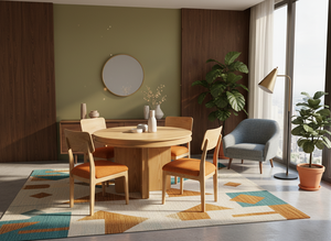 Ensemble de table basse ronde moderne avec 4 chaises en frêne massif et placage MDF, léger et durable - Product Image 6