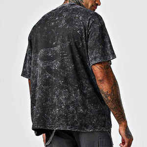 T-shirt unisexe de haute qualité en coton délavé à l'acide, style hip-hop, coupe oversize, vente en gros - Product Image 3
