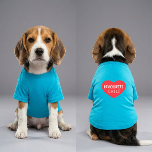 Camiseta Premium de Algodón para Perro, Color Cian, Diseño de Cuello Redondo, Tela Suave, Transpirable y Cómoda, Ropa Elegante para Mascotas - Product Image 2