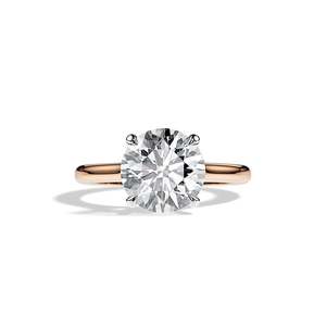 Bague de fiançailles en diamant taille brillant rond, monture à griffes en or rose, bijoux fins classiques pour femme - Product Image 1