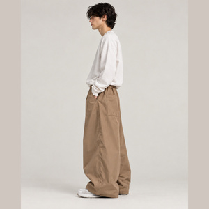 Pantalon unisexe beige à jambes larges, taille élastique, en polyester/nylon, imperméable, coupe-vent, respirant, anti-humidité, Rip-Stop, pour le quotidien - Product Image 2