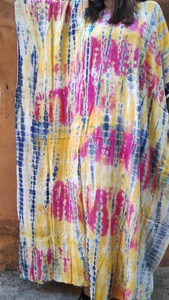 Beautiful Elegant Handmade Indian Tie Dye <b>Kaftan</b> Plus Size <b>Summer</b> Women Three Quarter Sleeve Casual Dress Slit ODM - Product Image 6
