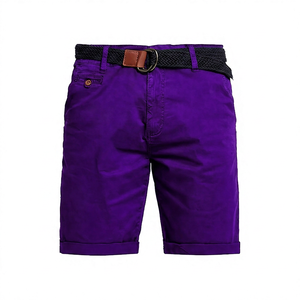 Shorts Bermuda en Coton Bleu Marine pour Homme, Taille Mi-Haute, Fermeture Boutonnée, Décontracté, Uni, Tissé Oxford Respirant - Product Image 4