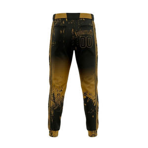 Pantalones de Béisbol Sublimados para Hombre, Corte Ajustado, Absorción de Humedad, Degradado Negro Dorado con Bolsillos, Nombre y Número del Equipo Personalizados - Product Image 3