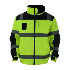 Veste d'hiver décontractée pour homme, jaune, design personnalisé, vêtements de travail réfléchissants, vente chaude, uniforme de garde de sécurité, deux poches zippées, grande taille - Product Image 2