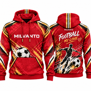 <b>Red</b> Custom Men’s Soccer <b>Hoodie</b> 320 GSM 100% Polyester Breathable Fabric Premium Football Training <b>Hoodie</b> For Players - Product Image 1