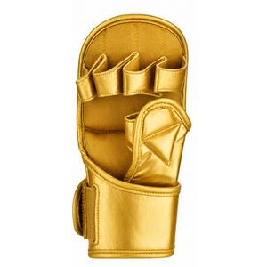 Custom MMA Sparring Gloves PU Leather Open Palm Training Kick Boxing Grappling Equipment Stretch Metallic Gold - Product Image 2