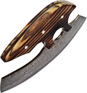 Couteau Ulu Mezzaluna, couteau à pizza traditionnel, lame en bois stabilisé, couteau Ulu - Product Image 4