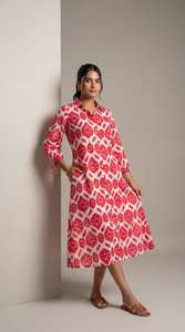 Robe chemise imprimée de qualité supérieure, robe longue en coton pour femme, robe d'été décontractée, tissu léger et fluide, vente en gros - Product Image 6