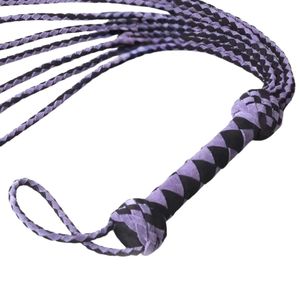 Fouet en nylon violet et noir avec poignée tressée et extrémité bouclée - Product Image 5