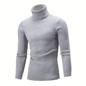 Suéter de cuello alto para mujer, tejido acanalado, manga larga, liso, informal, grueso, cálido, transpirable, 12GG - Product Image 4