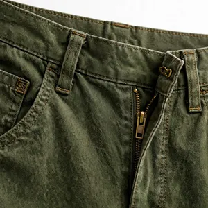Pantalones Chinos de Lona de Algodón Verde Oliva para Hombre AMKOOR ENTERPRISES, Cierre de Botones, Corte Recto, Peso Medio, Transpirables, Ideales para Primavera - Product Image 5