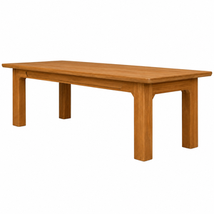 Table à manger rectangulaire contemporaine en teck massif, design imperméable, écologique, avec plateau encastré et pieds chanfreinés - Product Image 1