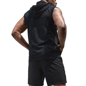 Ensemble de survêtement d'été 2 pièces pour homme de haute qualité, avec logo personnalisé, comprenant un sweat à capuche sans manches en coton et un short de jogging confortable - Product Image 3