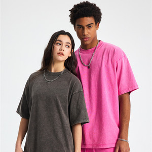 T-shirt en coton pour homme, coupe classique, manches courtes, col rond, design uni, tricoté, couleur unie, anti-rétrécissement, toile 300g - Product Image 3