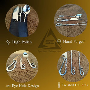 Best Selling Outdoor <b>Camping</b> Hand Forged High Quality Eco Friendly Sustainable Durable Lightweight Cutlery Set - Product Image 2