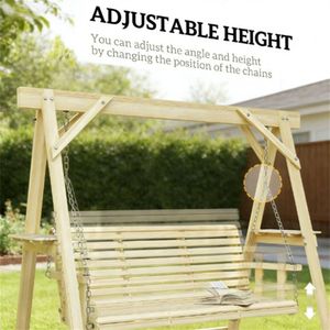 Altalena da Giardino in Legno Naturale con Supporto per Veranda, Terrazza o Giardino - Product Image 2