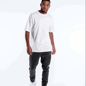 Men's White Oversized O-Neck Short Sleeve T-Shirt 100% Cotton Jersey Casual Fit Solid Color Plain Dyed Knitted Fabric - Product Image 1