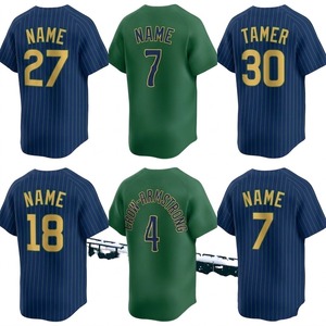 Camiseta de Béisbol de Moda para Hombre, Rayas Verde Marino, Manga Corta, Transpirable, Ropa Deportiva de Poliéster, Uniforme de Equipo - Product Image 1