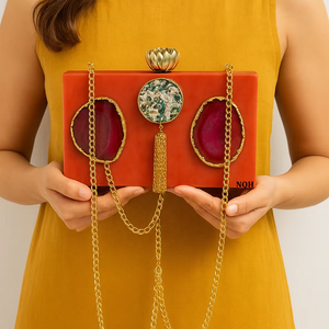 Bolso de Mano de Lujo Hecho a Mano, Duradero y Ecológico, de Madera y Resina, con Diseño Geométrico Incrustado, Cadena Cruzada, Logotipo Personalizado, Bolso de Noche - Product Image 2