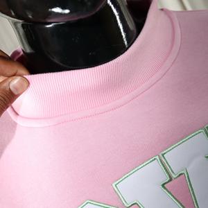 IOWA NURSING PINK <b>Mock</b> <b>Neck</b> Sweatshirt 100% WHITE Applique Embroidery wide <b>neck</b> Sweatshirt Finer Threads - Product Image 6