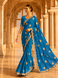 Sari de Terciopelo y Satén para Mujer, Diseño Indio Personalizado de Vexotrend, Hermoso Diseño Patola, Estilo Tradicional para Bodas y Fiestas - Product Image 4