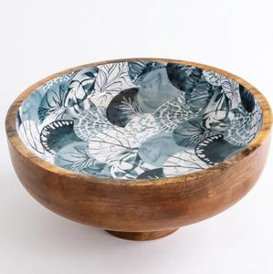 Tazón Decorativo de Madera Hecho a Mano con Diseño Meena, Tazón para Servir Ensaladas y Frutas, Vajilla de Cocina Artesanal de Lujo - Product Image 1