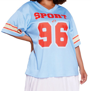 Streets Women’s Oversized <b>Mesh</b> American Football Jersey Plus Size Vintage Athletic Tee OEM Sportswear Manufacturer Private Label - Product Image 4
