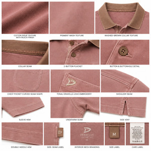 Polo en coton Oxford de haute qualité, manches courtes, couleur unie, design décontracté avec poche, finition lavée, longueur normale - Product Image 6