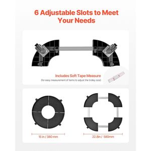 Carrello Portarifiuti Resistente con 4 Ruote Bloccabili, Capacità 440 libbre, Base Regolabile 15-22.8 Pollici per Contenitori Regolabili 15-22.8 Pollici - Product Image 3