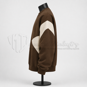 Sweat-shirt à col rond pour homme personnalisé, couleur unie, marron, sweat-shirt en molleton, fabricant OEM ODM en gros - Product Image 4