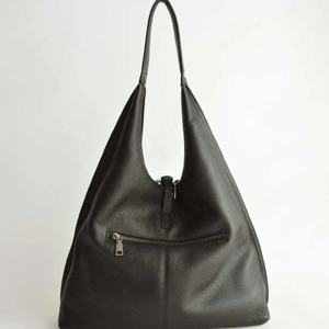 Sac à bandoulière Hobo en cuir de vachette véritable Grand sac Hobo Slouchy Shoulder Noir LHB-0038 - Product Image 1