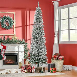 7.5 Tall Slim Artificial Christmas <b>Tree</b> with 738 Tips Unlit Snow-Flocked Realistic <b>Branches</b> - Product Image 2