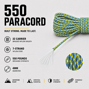 Yellow Camo 4mm Paracord Rope 550 Type Nylon Utility <b>Cord</b> for Camping, Survival, Craft and DIY Use - Product Image 5